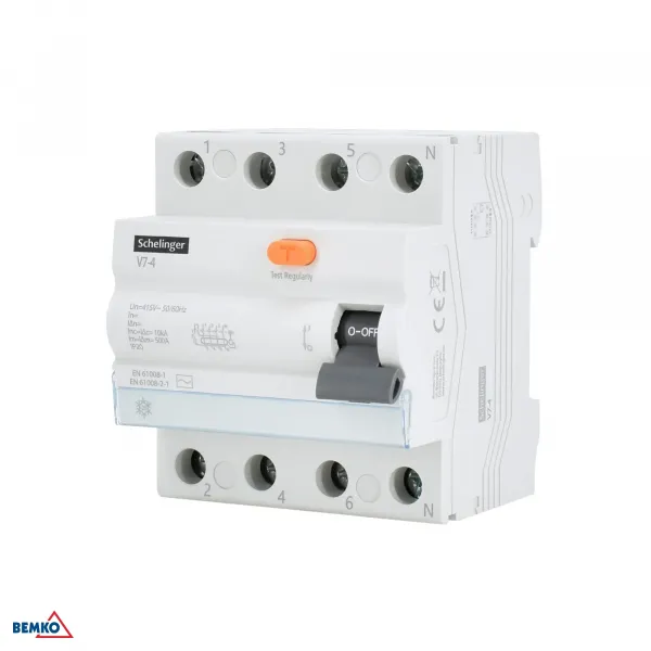 OVERCURRENT CIRCUIT BREAKER AC 4P 63A 30mA SCHELINGER