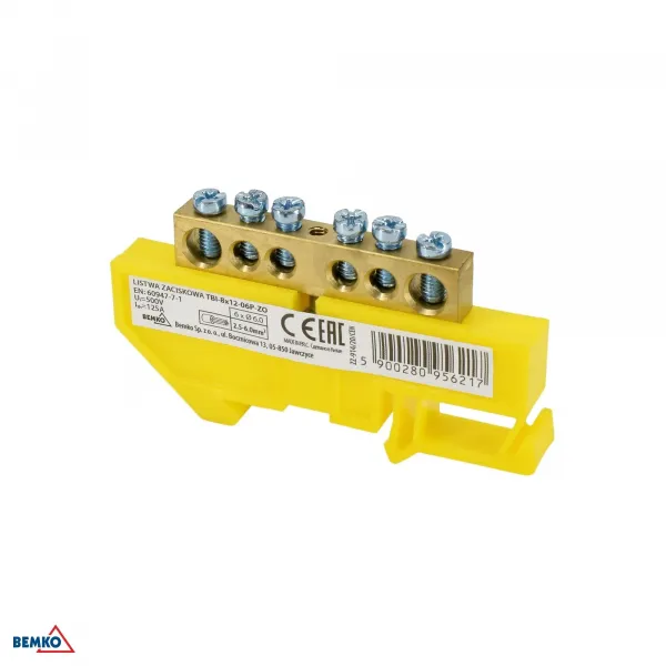 DIN RAIL TERMINAL BLOCK 6x9 YELLOW