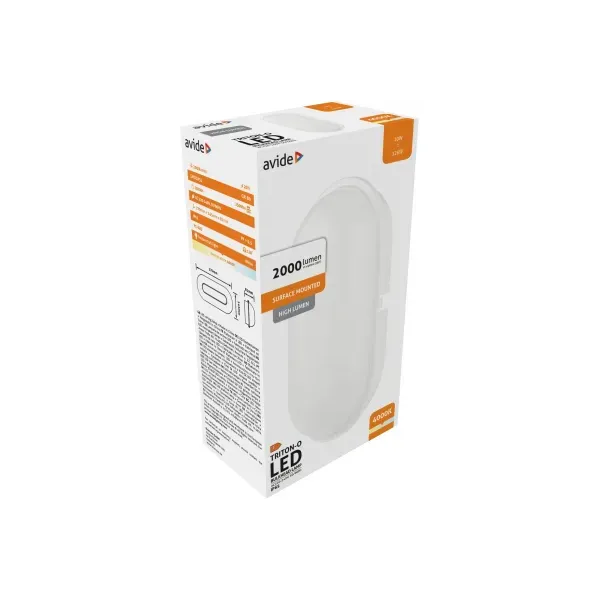 (Triton-O) Bulkhead Lamp Oval IP65 20W NW White 100lm/W