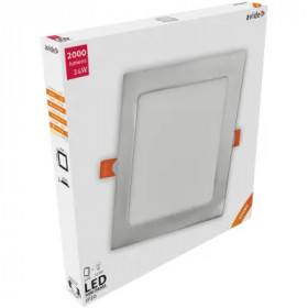 LED Ceiling Lamp Recessed Panel Square ALU Satin Nickel 24W NW