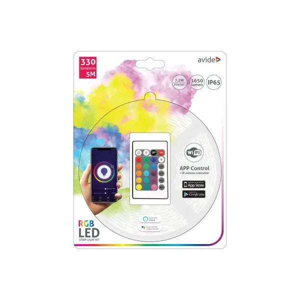 LED Strip Blister 12V 7.2W SMD5050 30LED RGB IP65 5m WIFI TUYA + IR
