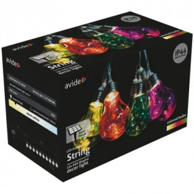 Outdoor Solar String 5m, Transparent Cable, 10 Multicolor Globes, IP44, 1,2V