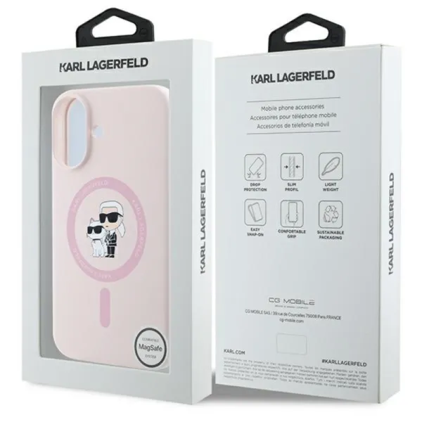 Karl Lagerfeld Silicone Karl & Choupette Ring MagSafe - Case iPhone 16 (pink)