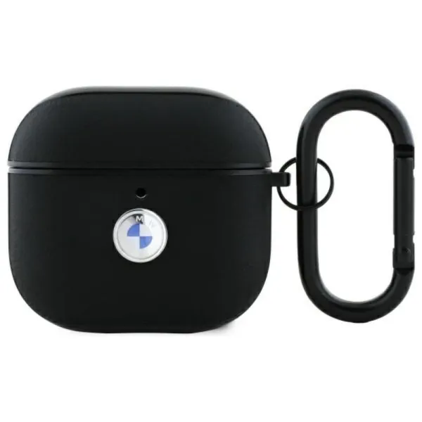 BMW Genuine Leather Silver Logo - Case for AirPods 4 (black)