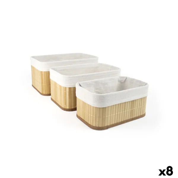 Basket set Confortime Brown Beige Bamboo 3 Pieces (8 Units)