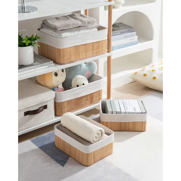 Basket set Confortime Brown Beige Bamboo 3 Pieces (8 Units)