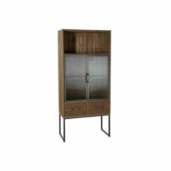 Spintelė DKD Home Decor Juoda Medžio Metalinis Stiklas (70 x 34.5 x 160 cm)