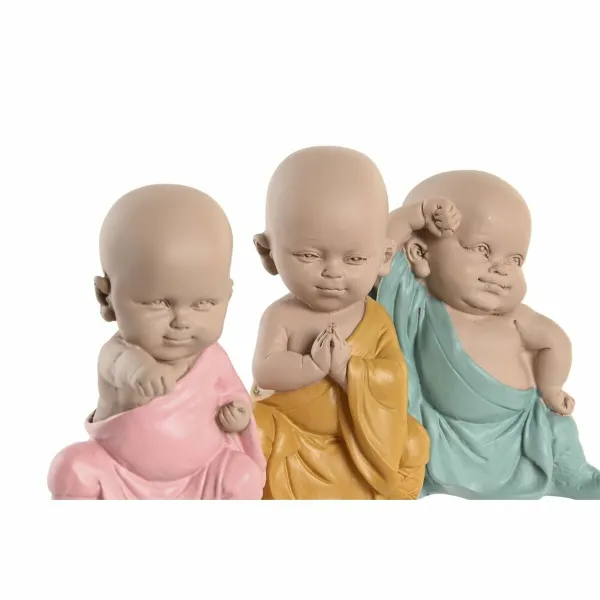 Decorative Figure DKD Home Decor Blue Pink Yellow Resin Monk (8 x 5,5 x 12,7 cm) (3 Units)