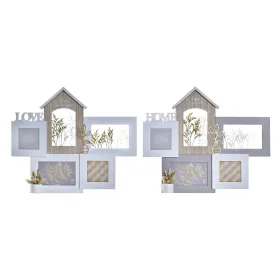 Photo frame DKD Home Decor Love Home Wood Flower Natural (46 x 3 x 39 cm) (2 Units)