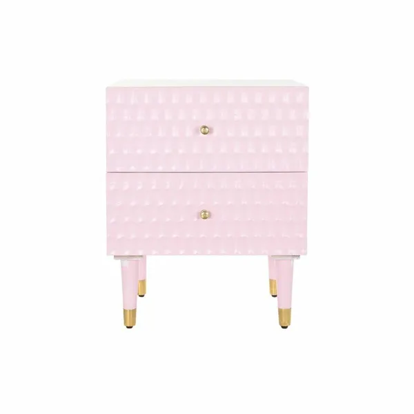 Nightstand DKD Home Decor 52 x 42 x 65 cm Metal Light Pink Mango wood