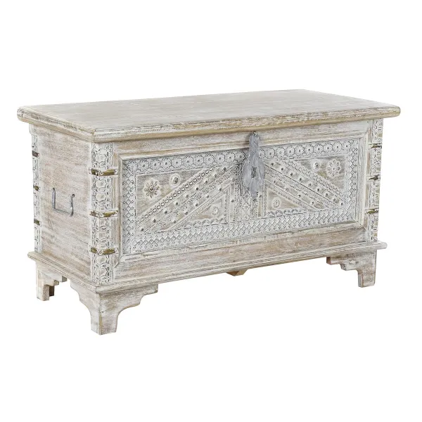 Kirstu DKD Home Decor 88 x 40 x 45 cm Valkoinen Messinki Mangopuu