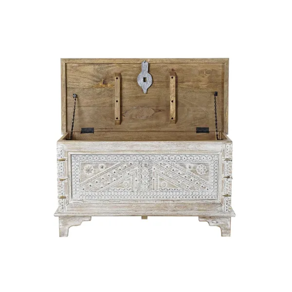 Kirstu DKD Home Decor 88 x 40 x 45 cm Valkoinen Messinki Mangopuu