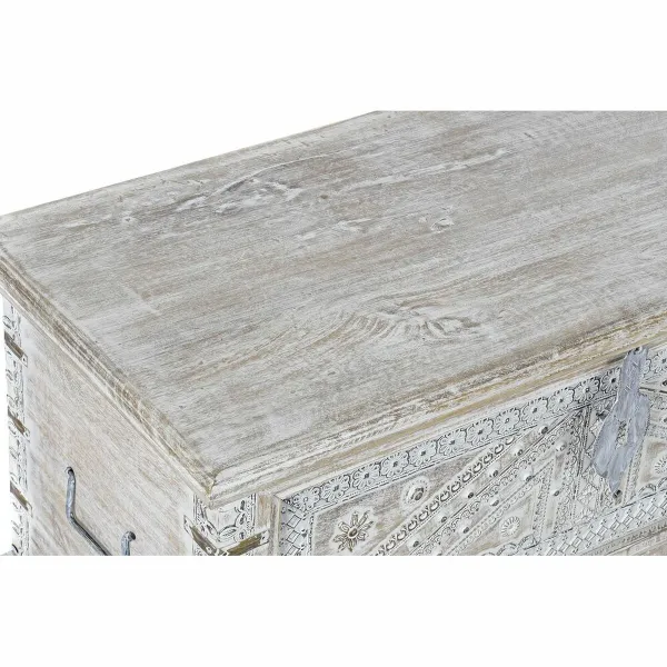 Kirstu DKD Home Decor 88 x 40 x 45 cm Valkoinen Messinki Mangopuu