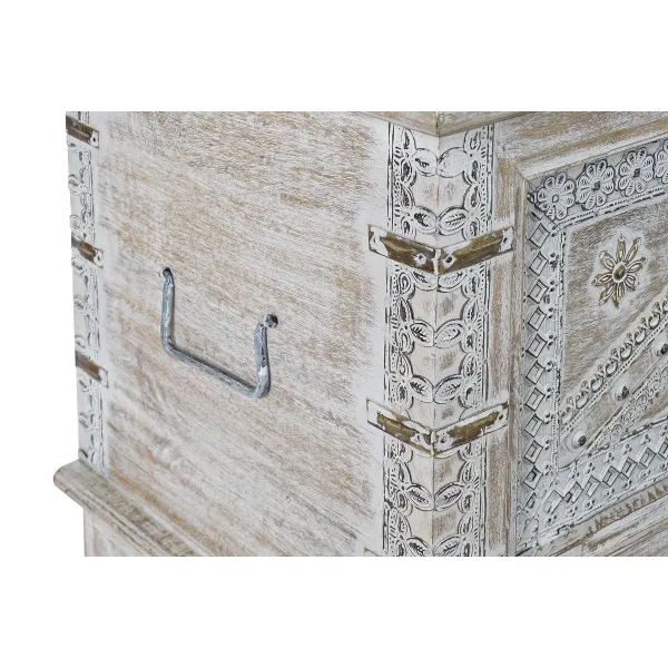 Kirstu DKD Home Decor 88 x 40 x 45 cm Valkoinen Messinki Mangopuu