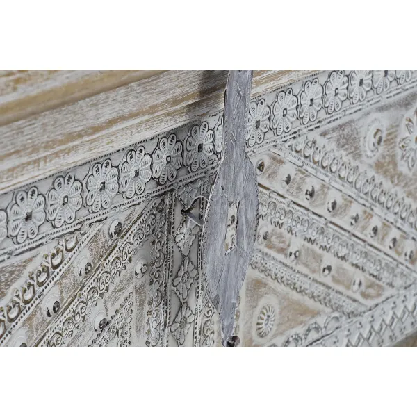 Kirstu DKD Home Decor 88 x 40 x 45 cm Valkoinen Messinki Mangopuu