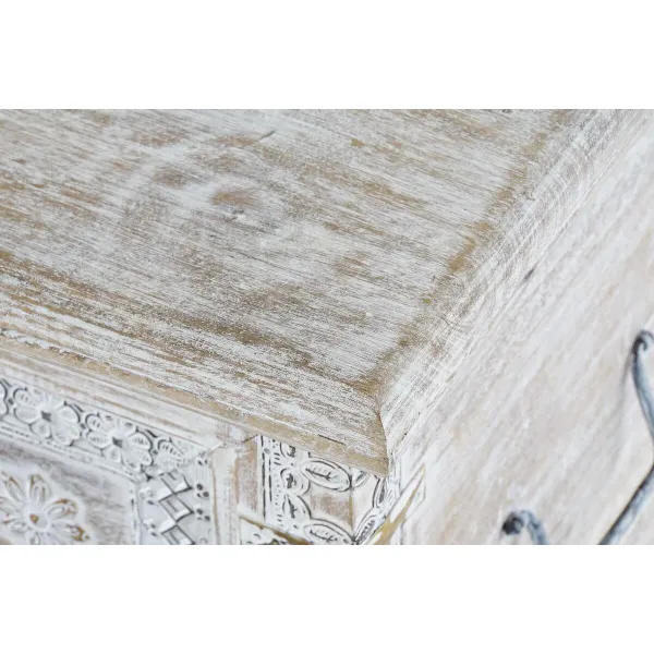Kirstu DKD Home Decor 88 x 40 x 45 cm Valkoinen Messinki Mangopuu