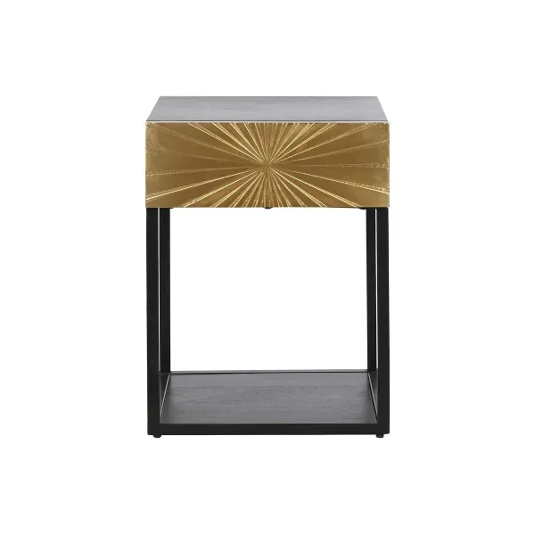 Yöpöytä DKD Home Decor Kullattu 35 x 40 x 55 cm Musta Metalli Puu