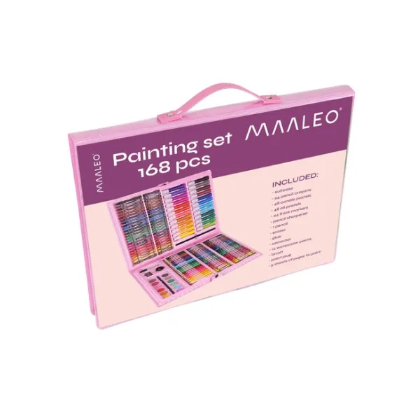 Painting set in a suitcase 168 pcs pink