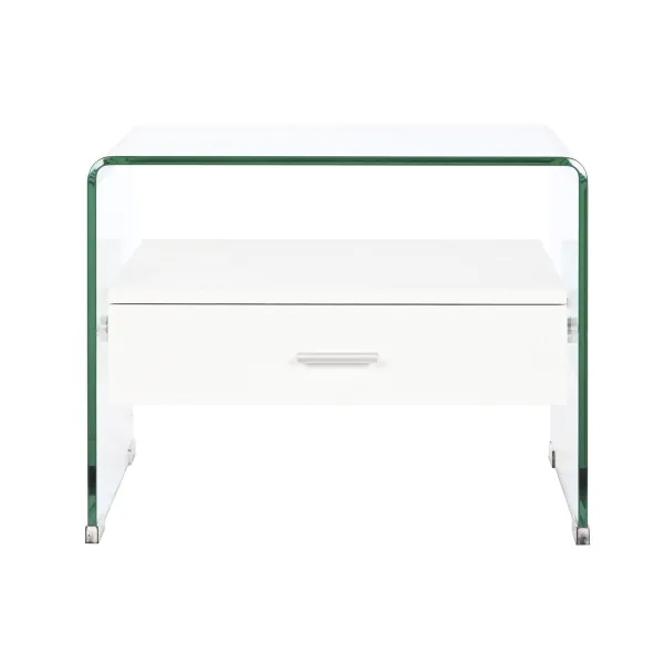 Naktsskapītis DKD Home Decor Balts Caurspīdīgs Stikls Koks MDF 50 x 40 x 45,5 cm