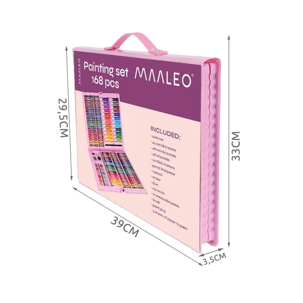 Painting set in a suitcase 168 pcs pink