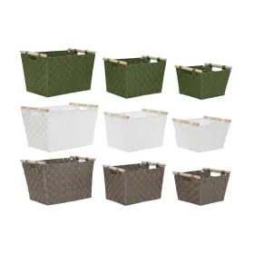 Korisetti Home ESPRIT Vihreä Harmaa Kerma Puu polypropeeni 43 x 30 x 30 cm 3 Kappaletta (3 osaa)