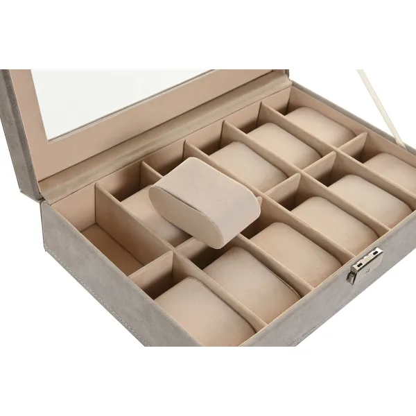 Jewelry box Home ESPRIT Grey Dark grey Polyurethane MDF Wood 29,5 x 20 x 8 cm
