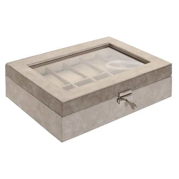 Lādīte Home ESPRIT Pelēks Tumši pelēks Poliuretāns Koks MDF 29,5 x 20 x 8 cm