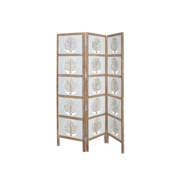 Folding screen Home ESPRIT White Natural Mango wood MDF Wood 153 X 2,3 X 182 CM