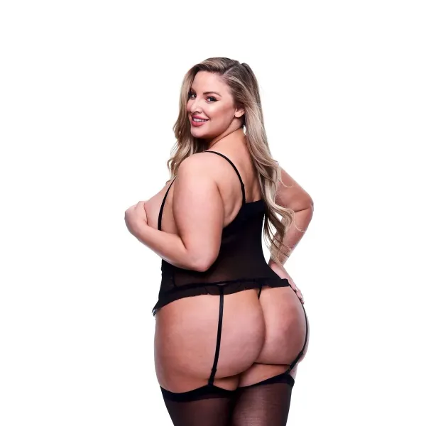 Corset Baci Lingerie Peek-a-boo Black 2 Pieces (Queen size)