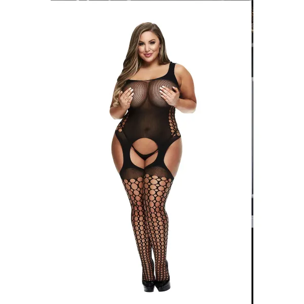 Crotchless Suspender Bodystocking Queen Size Baci Lingerie 00421 XL