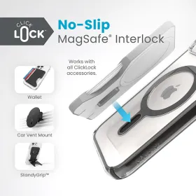 Speck Presidio Perfect-Clear ClickLock & MagSafe - iPhone 17e / 16e / 15 / 14 / 13 Case (Clear / Frosted Black / Slate Gray)