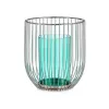 Candleholder Silver Blue Cage Metal Glass (15 x 17 x 15 cm)