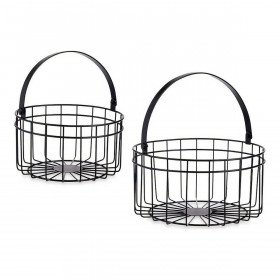 Basket Black Metal 25 x 27 x 25 cm (2 pcs)