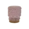 Footrest DKD Home Decor 43 x 43 x 51 cm Wood Brown Light Pink Macrame Boho