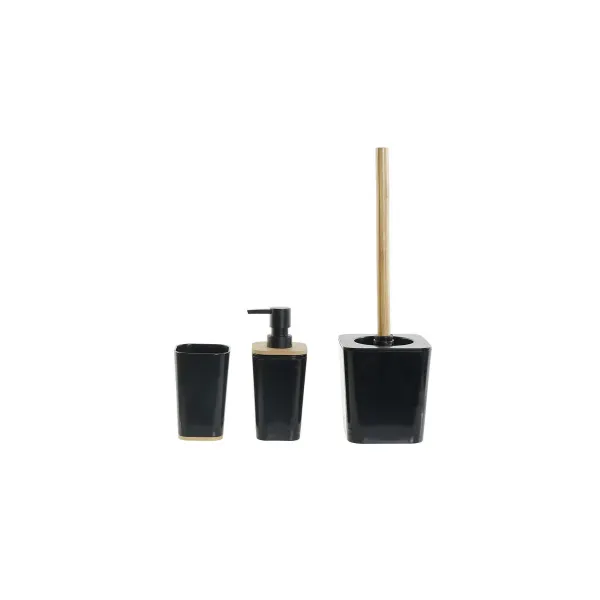 Bath Set DKD Home Decor Black Natural Bamboo polystyrene 11,5 x 11,5 x 38 cm 3 Pieces