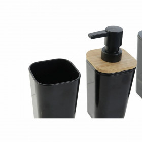 Bath Set DKD Home Decor Black Natural Bamboo polystyrene 11,5 x 11,5 x 38 cm 3 Pieces
