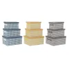 Set of Stackable Organising Boxes DKD Home Decor Grey Blue Yellow 40 x 30 x 20 cm