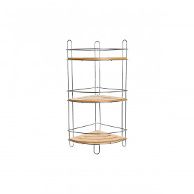 Bathroom Shelves DKD Home Decor Bamboo Aluminium Stainless chrome metal Natural 19,5 x 19,5 x 47 cm