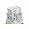 Set of Stackable Organising Boxes DKD Home Decor Blue White Flowers Cardboard (43,5 x 33,5 x 15,5 cm)