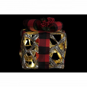 Set of decorative boxes DKD Home Decor LED Silver Black Red Red/Black Rattan Glitter 25 x 25 x 30 cm (3 Pieces)