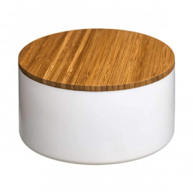Storage Box with Lid 5five Natureo White Natural Glass Bamboo ABS ø 13,5 x 7 cm