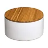 Storage Box with Lid 5five Natureo White Natural Glass Bamboo ABS ø 13,5 x 7 cm