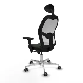 Footrest DKD Home Decor Black Metal Brown Leather (55 x 55 x 37 cm)