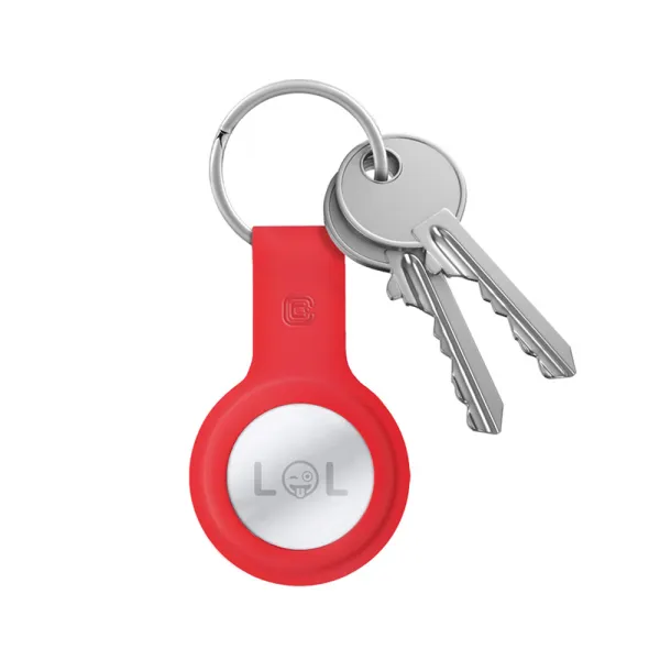 Crong Silicone Case with Key Ring – Protective keychain case for Apple AirTag 1/2 (red)