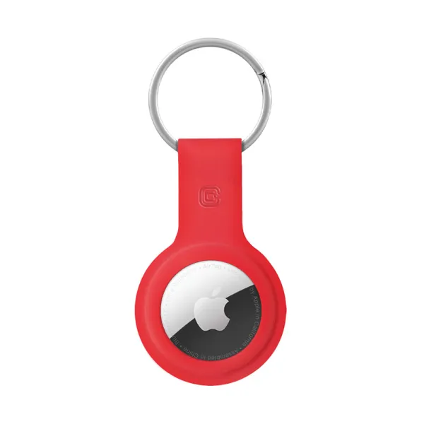 Crong Silicone Case with Key Ring – Protective keychain case for Apple AirTag 1/2 (red)