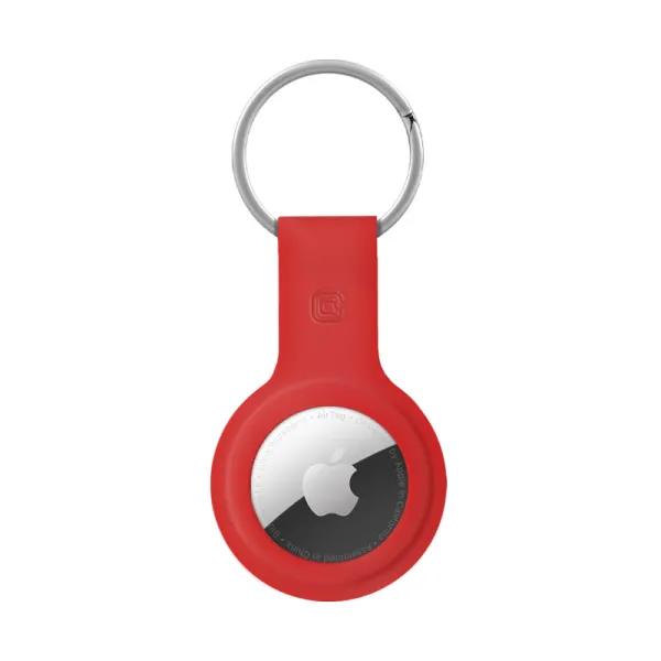 Crong Silicone Case with Key Ring – Protective keychain case for Apple AirTag 1/2 (red)