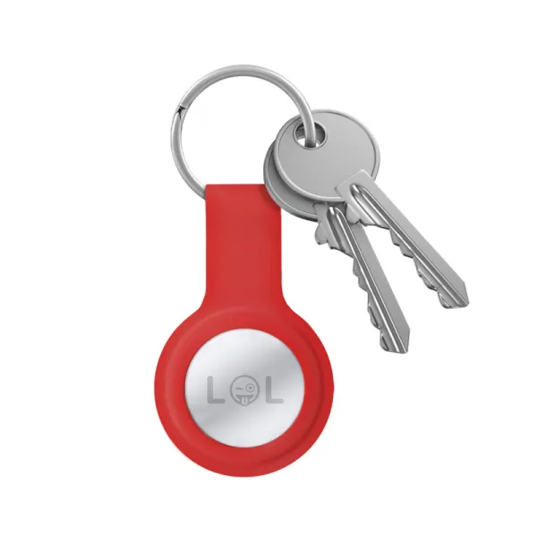 Crong Silicone Case with Key Ring – Protective keychain case for Apple AirTag 1/2 (red)