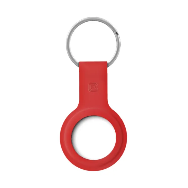 Crong Silicone Case with Key Ring – Protective keychain case for Apple AirTag 1/2 (red)