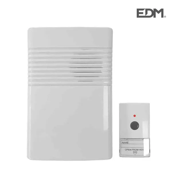 Wireless Doorbell with Push Button Bell EDM 80 dB 14,8 x 9,7 x 4 cm (12 V)