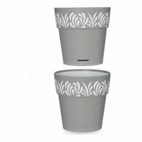 Self-watering flowerpot Stefanplast Gaia Grey 15 x 15 x 15 cm White Plastic (12 Units)